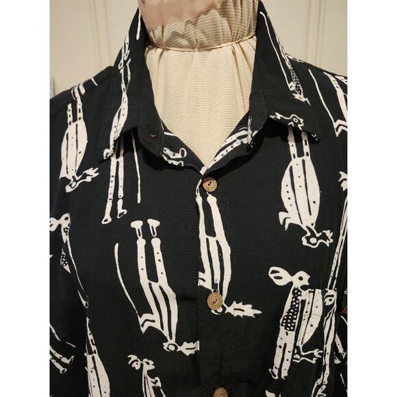 Vintage Mad Gringo Hawaiian Shirt Mens Size 2 XL Black White Button Up - Picture 3 of 9